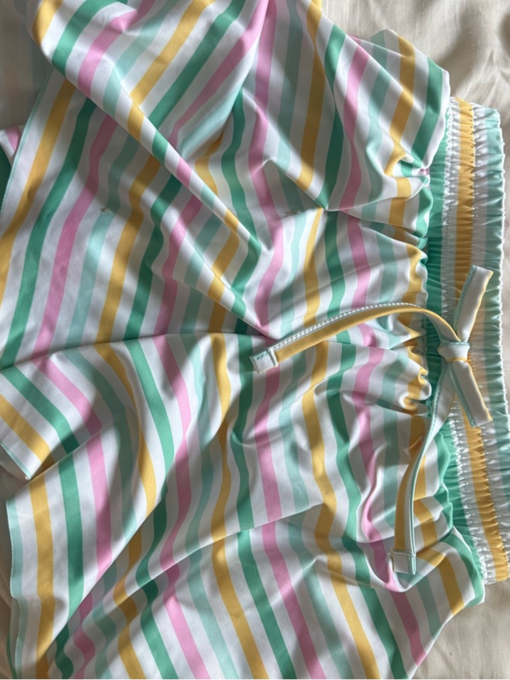 J.Elizabeth Pastel Mint, Pink & Yellow Striped Drawstring Shorts